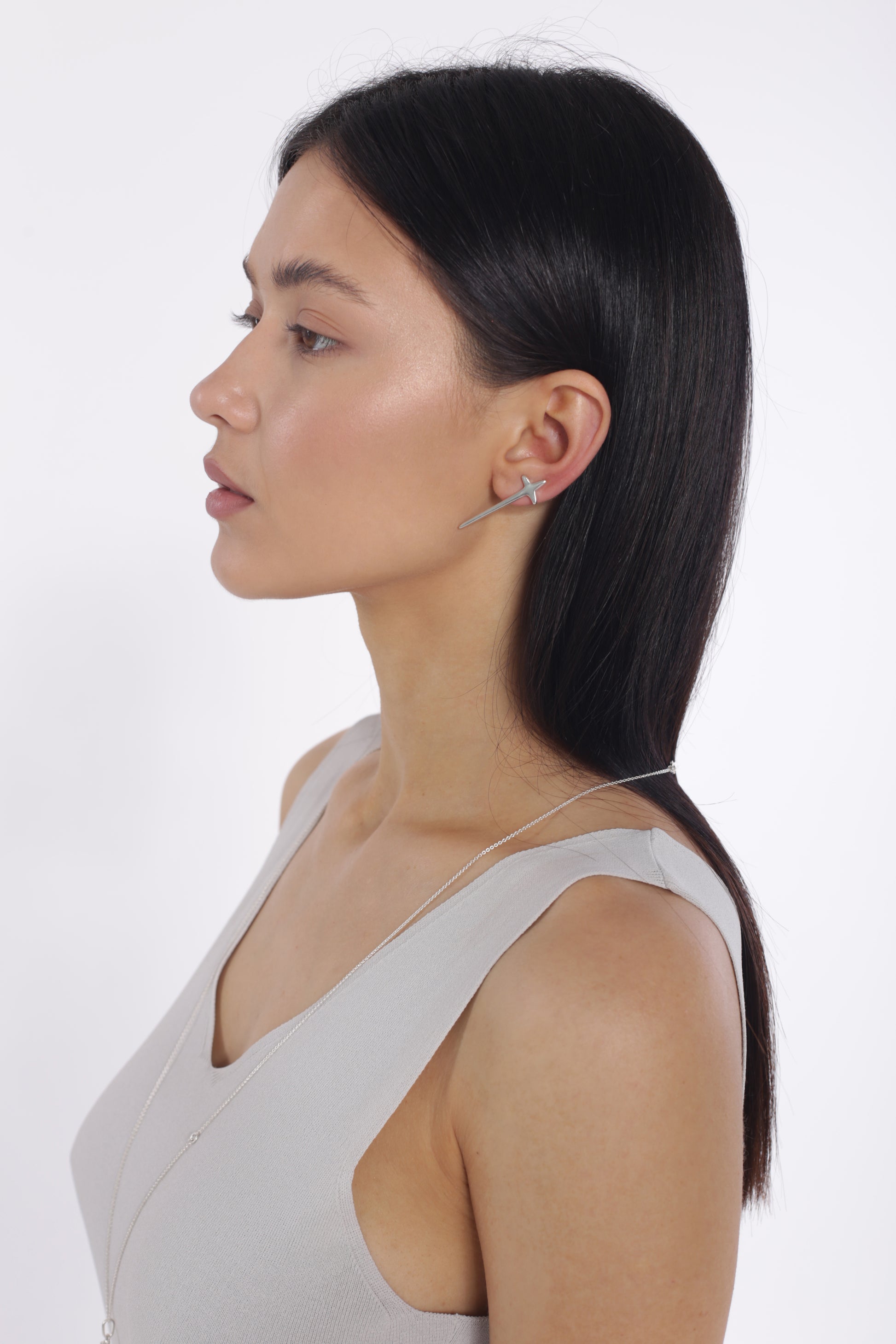 Baptism Mono Earring Silver, Back Side 