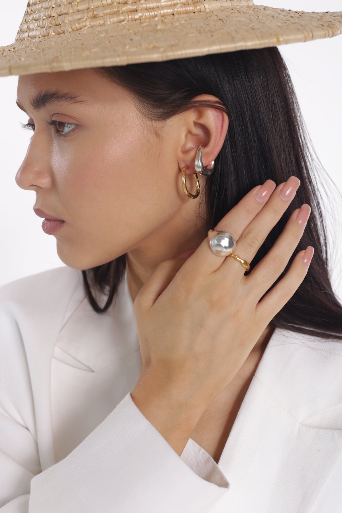 Podillia Ring Silver, Front Side Angle