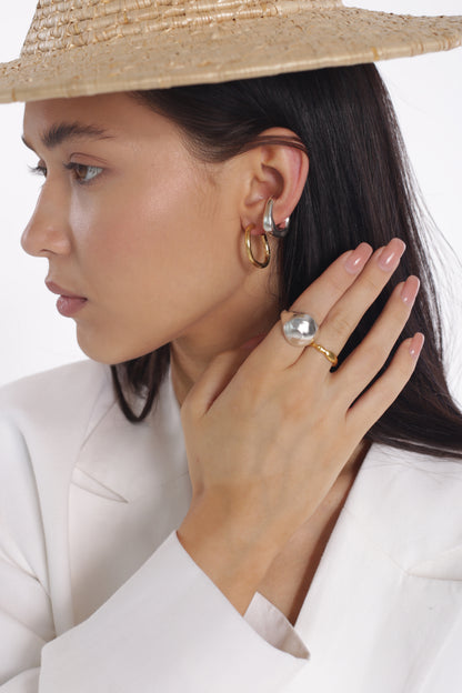 Podillia Ring Silver, Front Side Angle